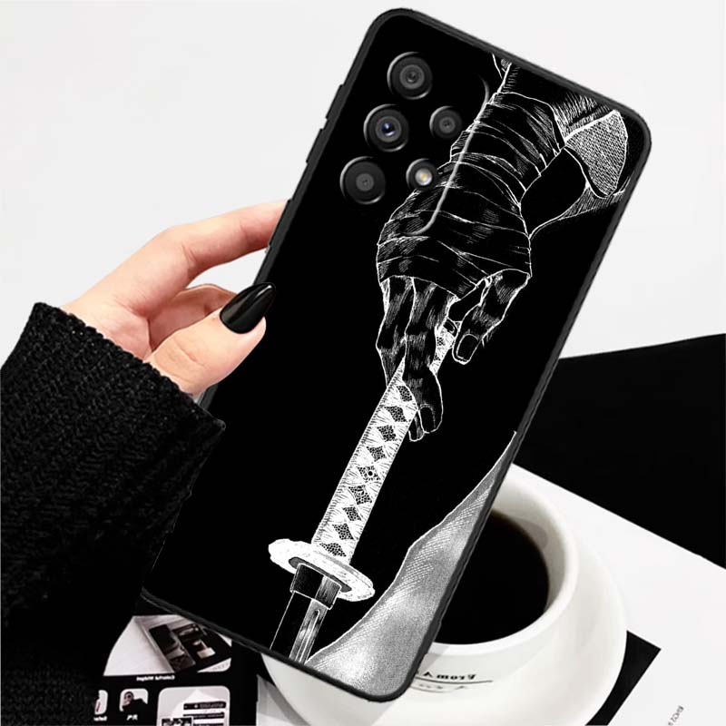 Ancient style swordsman For Samsung A73 A72 A71 A55 A54 A53 A52 A51 A13 A22 A16 A15 A12 A14 A26 A07 5G Black Phone Case