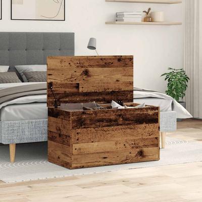 Storage Chest with Rustic Wood Look 84 X 42 X 46 Cm Wood Based Material