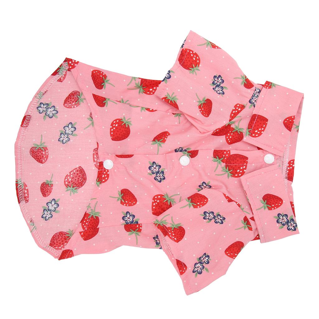 Hunde Sommerhemden Niedlicher Erdbeerdruck Umlegekragen Druckknopfdesign Atmungsaktive Hawaiianische Hundehemden für Frühling Sommer XL