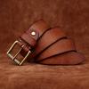 3.8Cm Wide Leather First Layer Cowhide Belt Men'S Washed Retro Matte Pin Buckle Jeans Copper Buckle Belt Men'S
