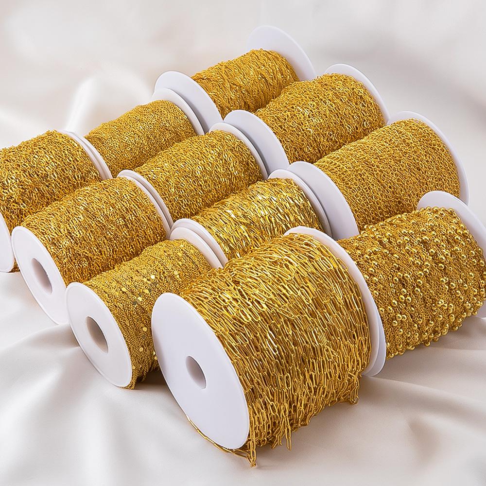 1Meter Copper Basic Chain Gold Plated Cable Curb Link Chains for Necklace Bracelet Handmade Jewelry Making DIY Supply Wholesale