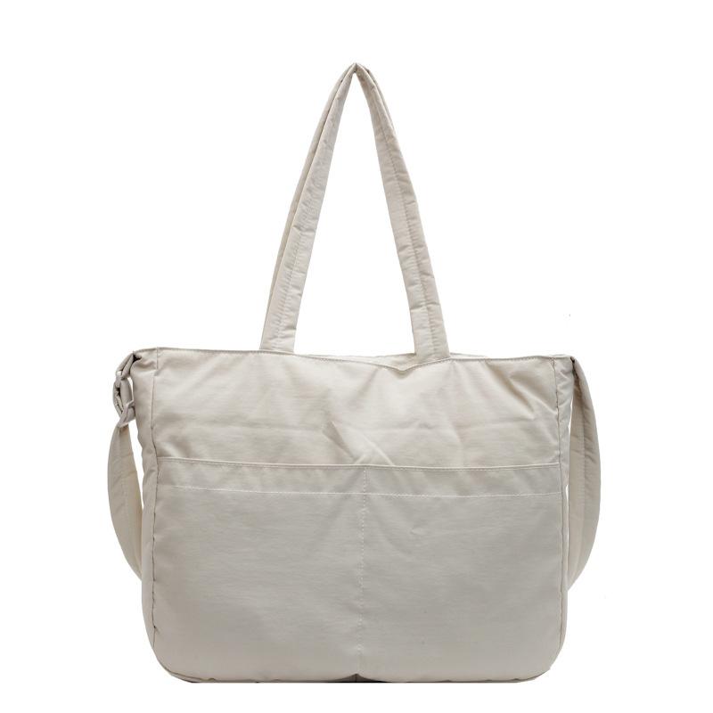 

Простая вместительная сумка-тоут, модная однотонная универсальная сумка на плечо для通勤, уличный тренд, портативная сумка-мессенджер average size