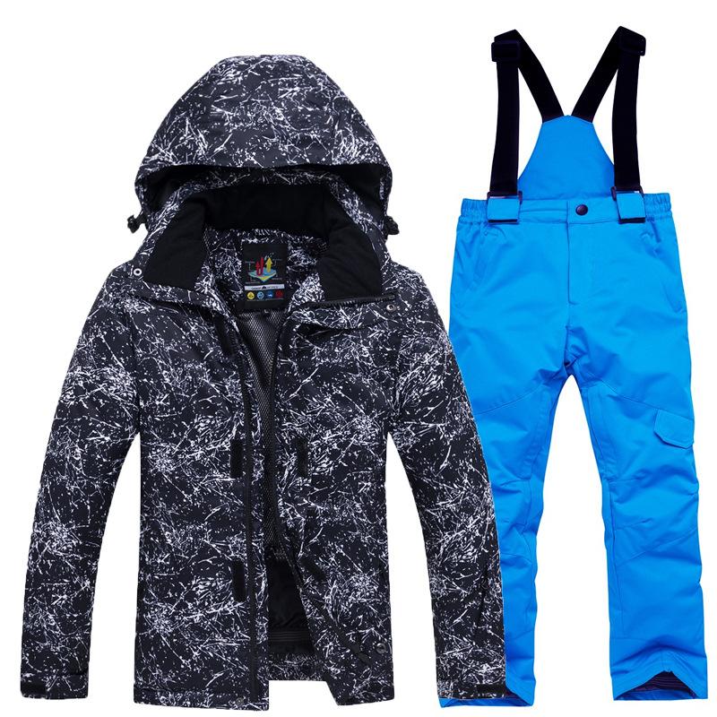 Jungen Mädchen Camouflage Ski Set Winddicht Warm Wasserdicht Outdoor Verdickt Single Board Ski Jacke Hosen