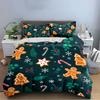 Christmas Gingerbread Print Set Bedding Duvet Cover Set Duvet Cover Pillowcases (1 * Duvet Cover 2 * Pillowcases, Without Duvet Insert)