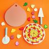 Wooden Pizza Playset with Mixed Color Slices and Kitchen Tools