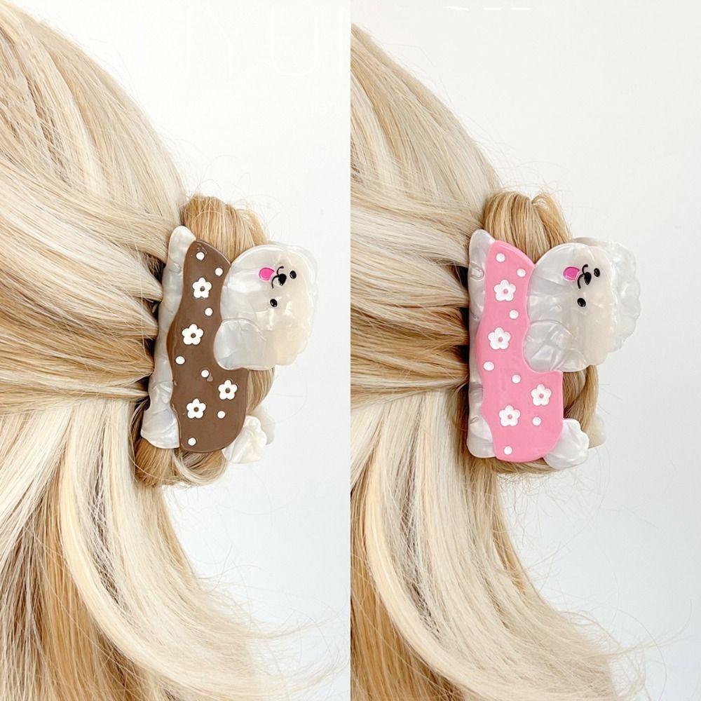 Korean Style Cute Puppy Acetic AcidHair Claw Flower Cartoon Hair Clip Animal Shark Clip  Girls