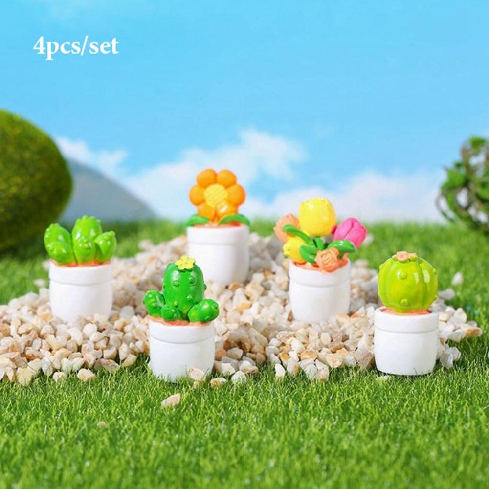 Mini Green Leaves Plant Pot Multistyles Bonsai Garden Home Model  Doll House Accessories