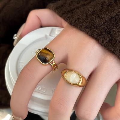 Temperament Natural Stone Ring Open Index Finger Ring Internet Celebrity Ring Jewelry