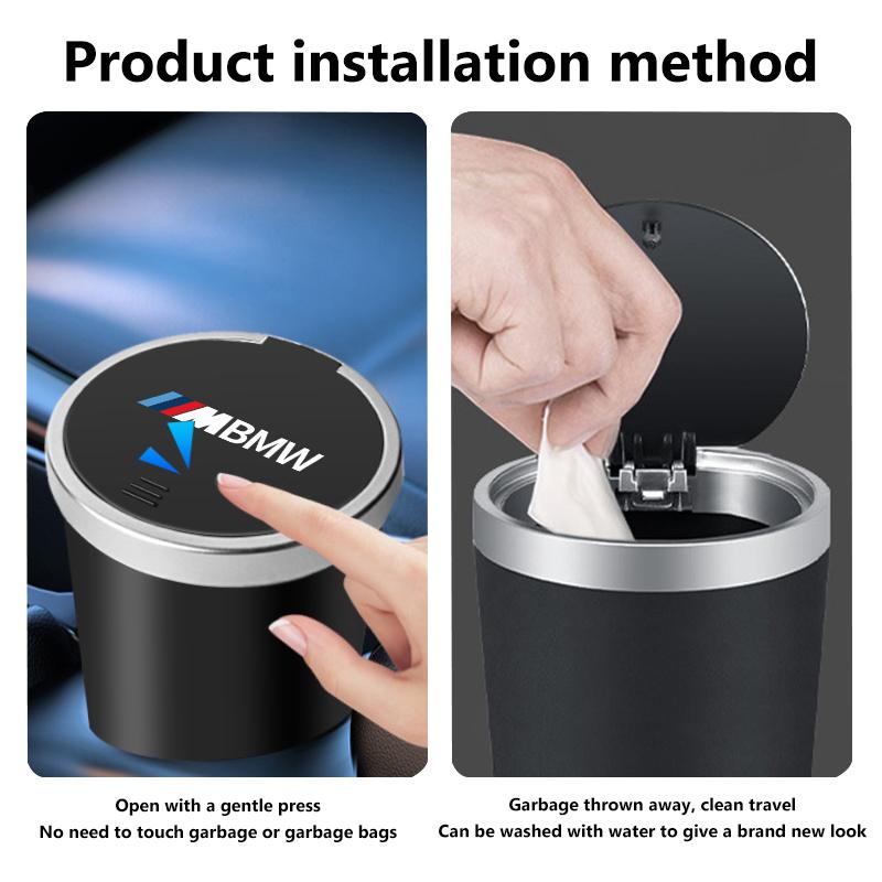 Universal Car Garbage Bin Cup Holder Rubbish Storage Trash Can For BMW M 1 3 4 5 6 7 Series X1 X3 X4 X5 G20 G38 F48 E36 E39 UNYDV1