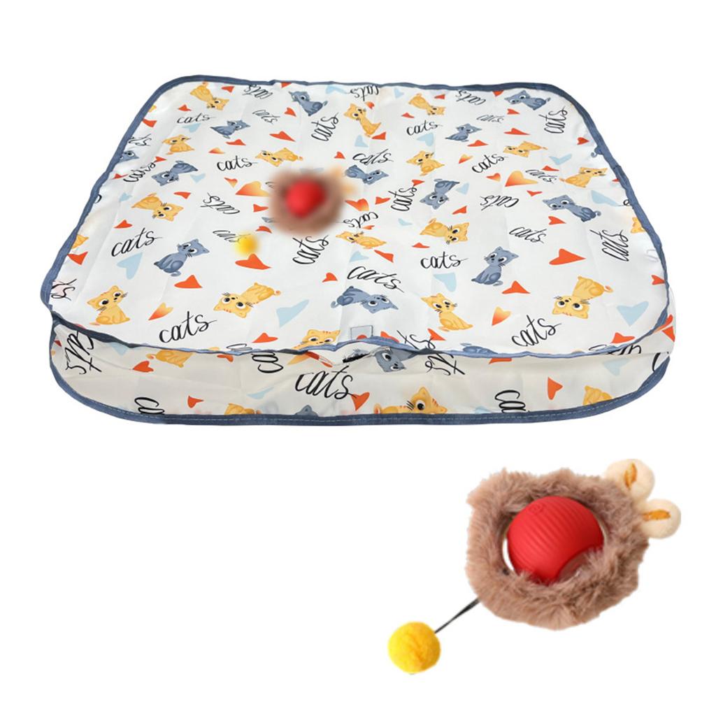 Motion Activated Cat Toy Balls Interactive Play Mat Fast Rolling Balls with Rechargeable Design for Boredom Cats Fun