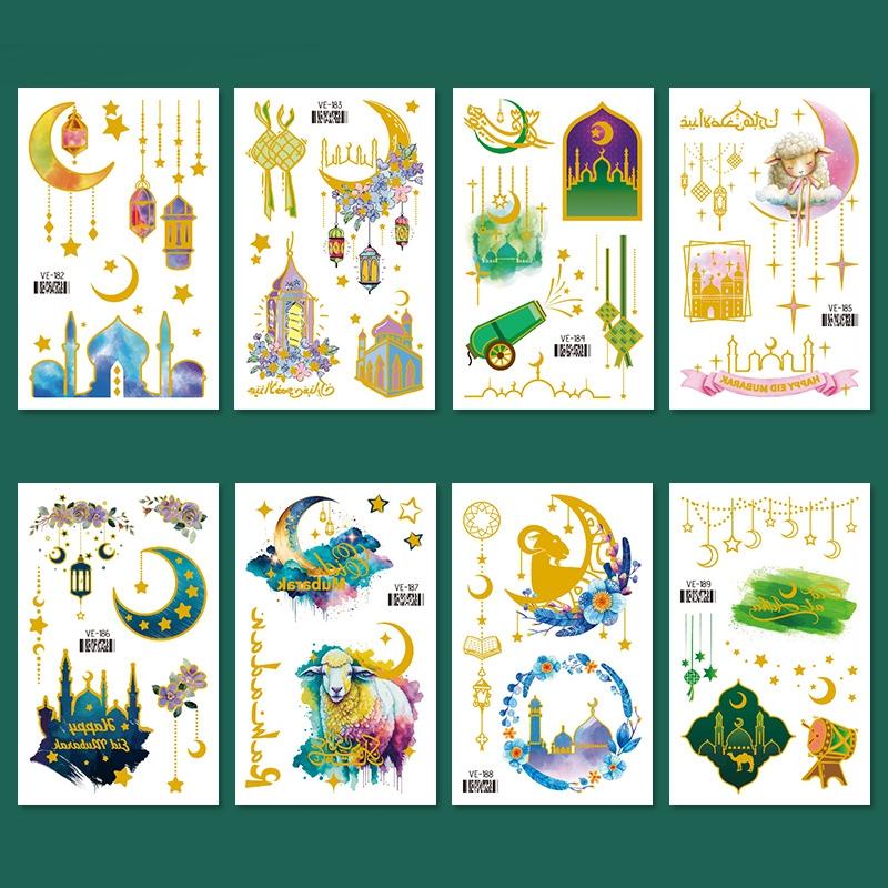 Ramadan Temporary Tattoo Moon and Star Decorative Stickers Eid Mubarak Party Gifts Eid Al Fitr Dress Up Accessories