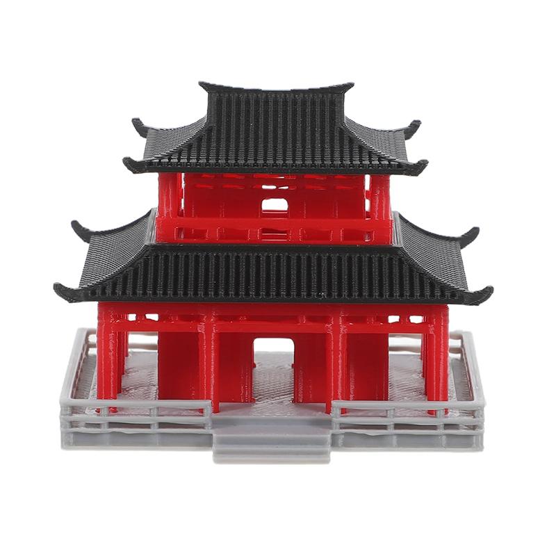 Socha čínské pagody Model starověké budovy Japonská pavilonová dekorace Miniaturní skalka Akvárium Bonsajová ozdoba