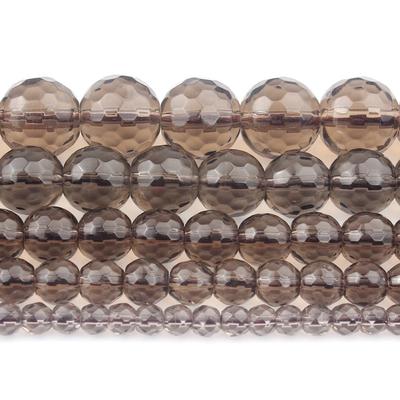 Natural Stone Faceted Smoky Quartz Loose Beads 15" Strand 6 8 10 12 MM For Jewelry Making