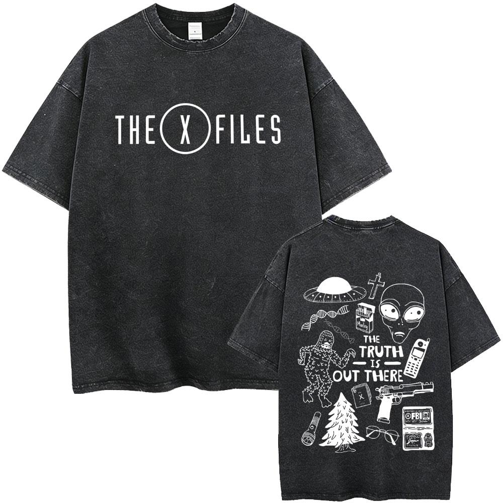 Washed Vintage Movie The X Files All The Taglines The Truth Is Out There Graphic Tshirt Mens Women Casual Cotton Retro T Shirt