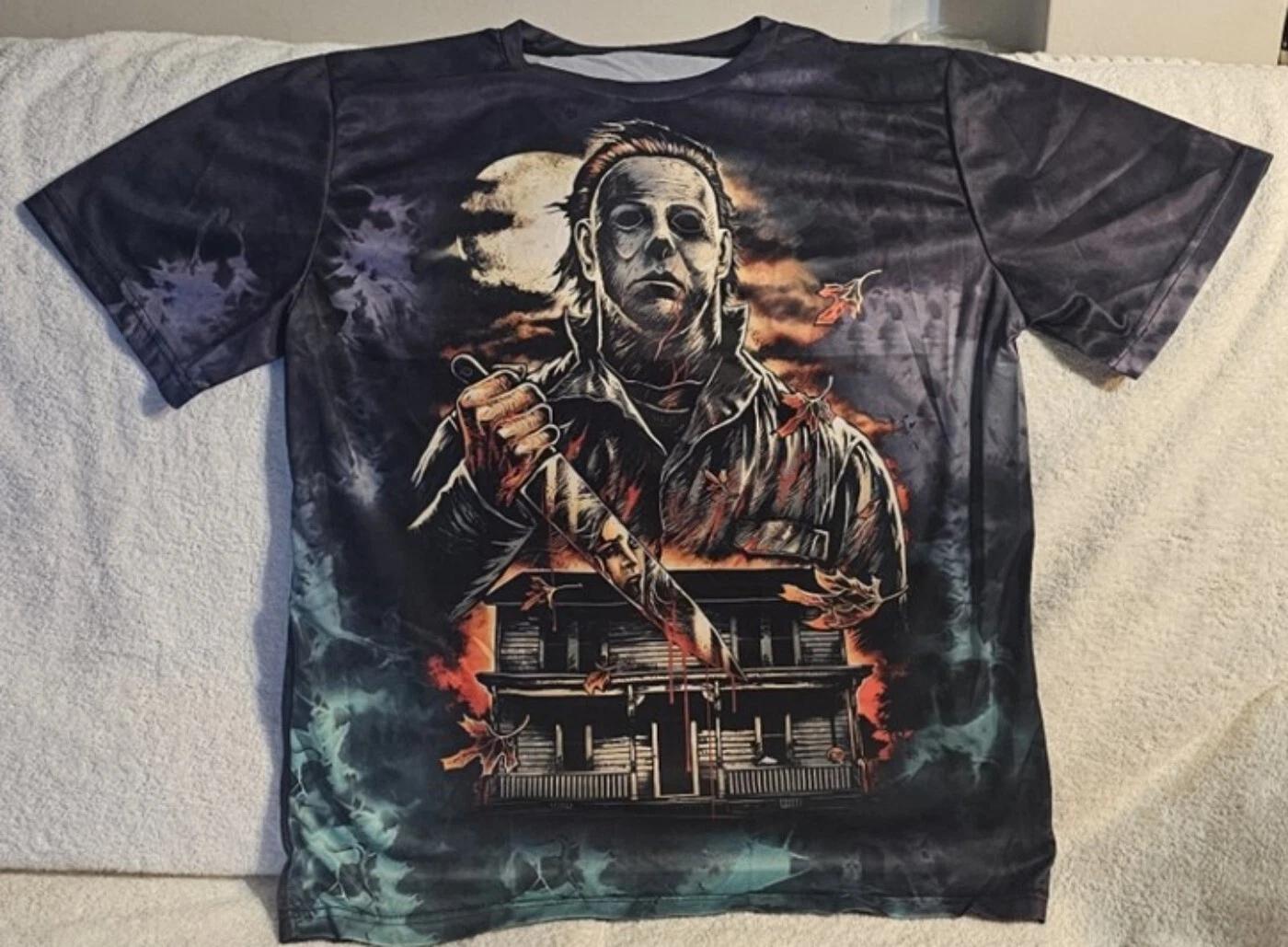 MICHAEL MYERS HALLOWEEN HORROR SCARY HOUSE KITCHEN KNIFE MOON T-shirt XL