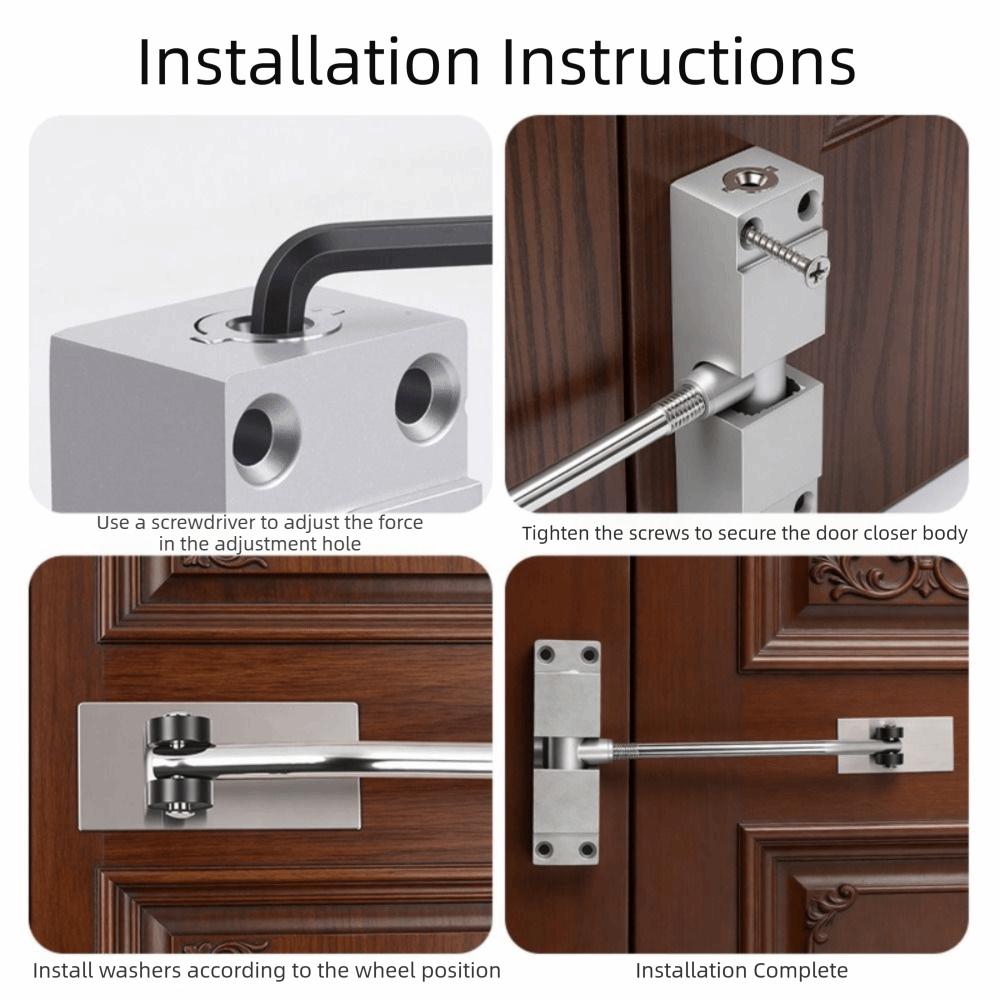 Adjustable Speed Door Closing Device Aluminum Zinc Zinc Alloy Heavy Duty Door Closer  Exterior Doors