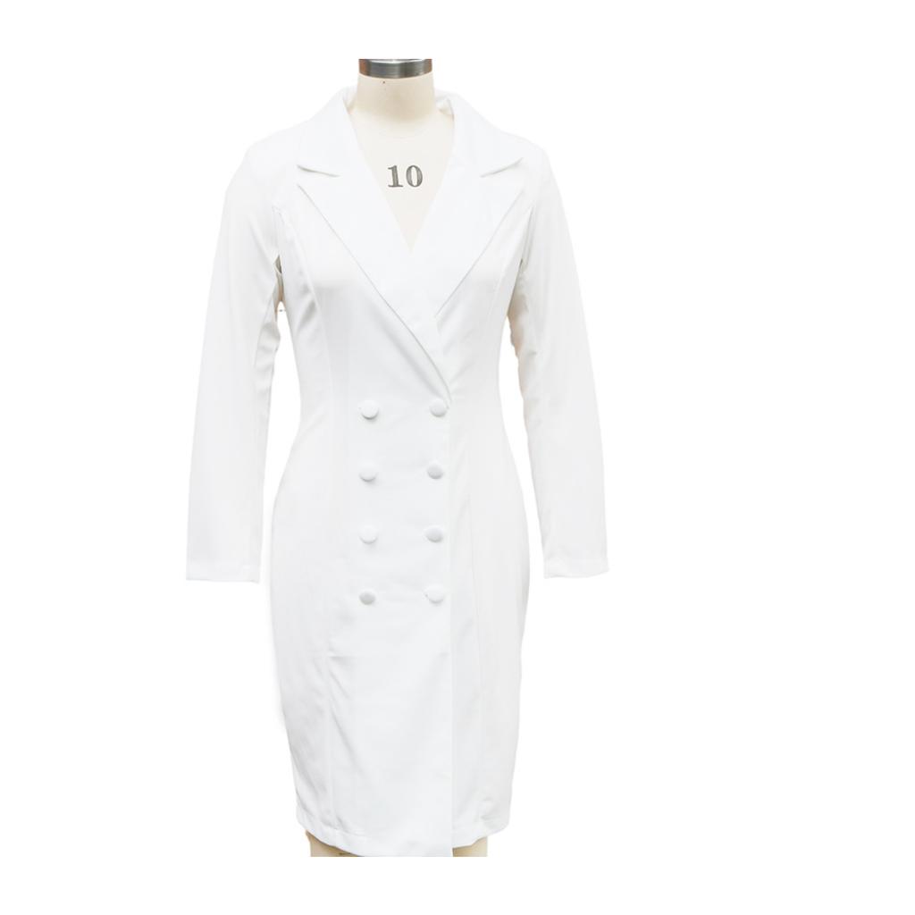 Women's Double-Breasted Blazer Dress, Long Sleeve Office Dress with Notched Lapel, Professional Workwear for Business Casual Commute