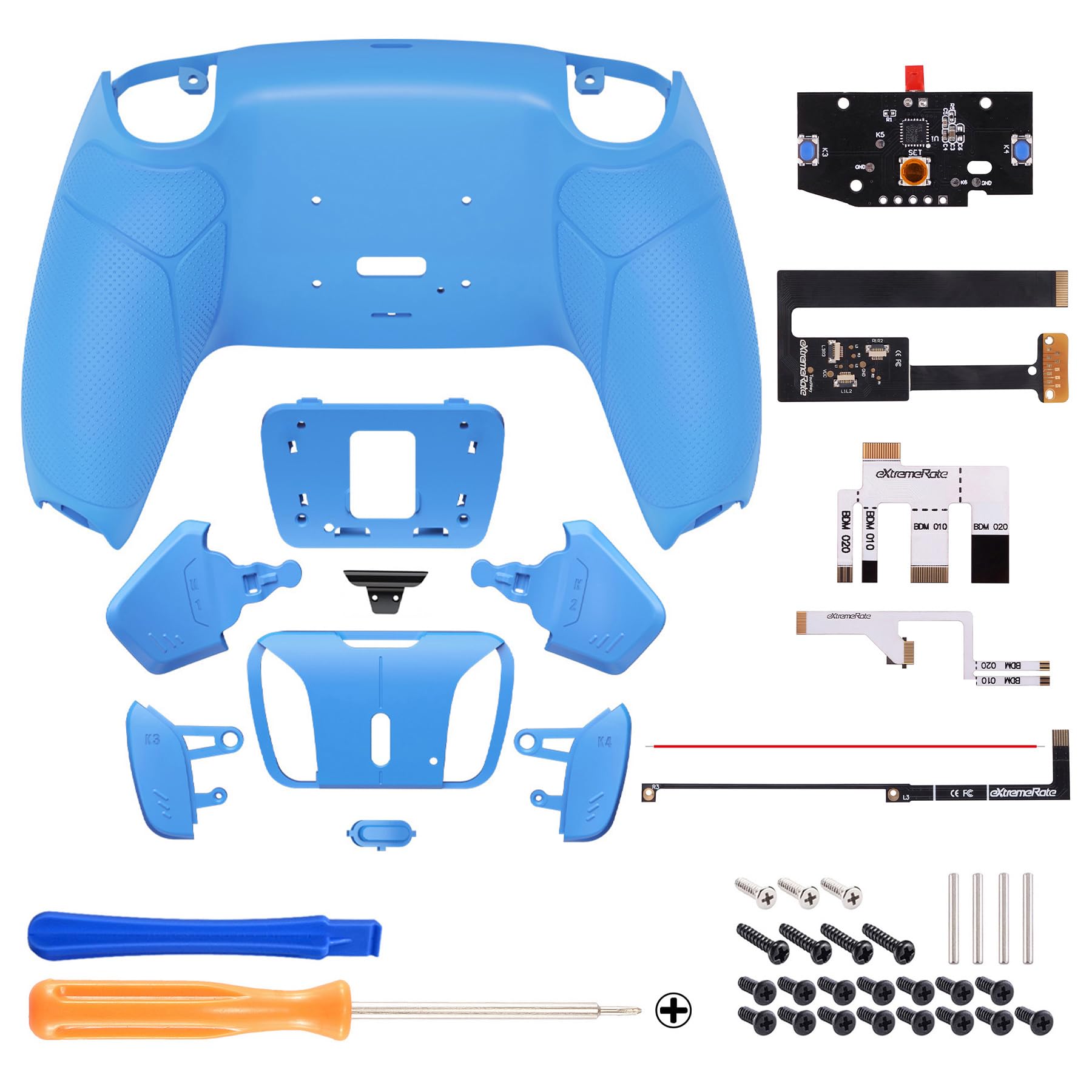 

eXtremeRate Solid Color Plastic RISE4 Remap Kit with Programmable Back Paddle Rubber Grip for Compatible with PS5 Controller Compatible with PS5