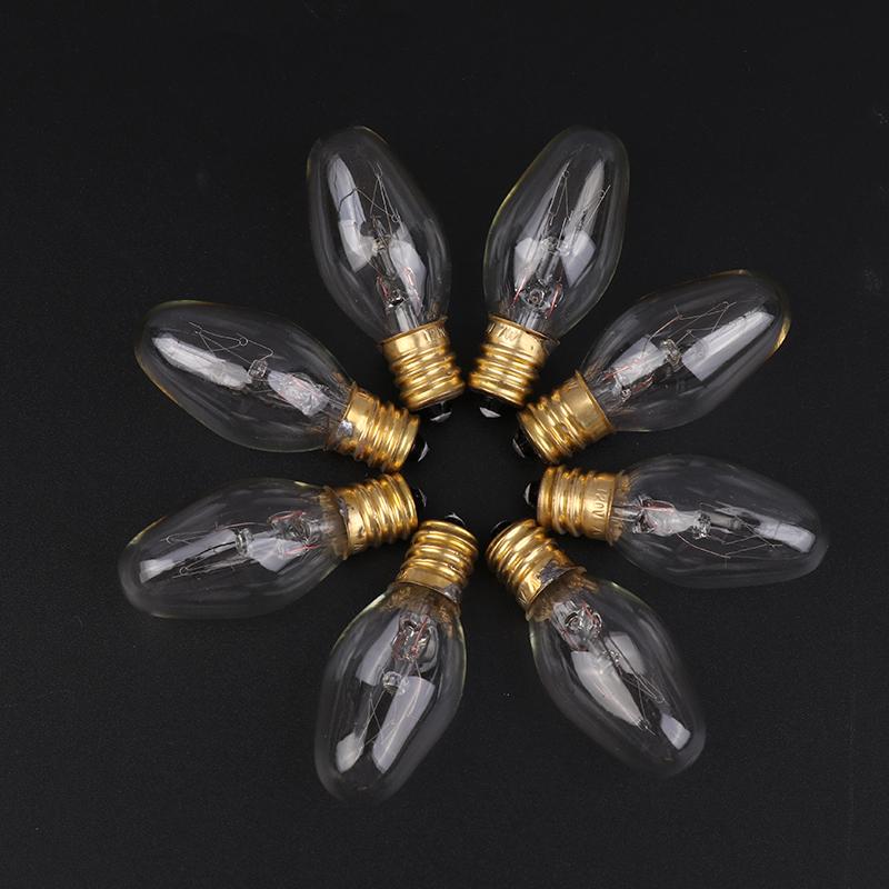 10Pcs E12 120V 7W Transparent Warm Yellow Color Tungsten Lamp Light Bulb For Decoration Salt Rangehood Refrigerator Lamp