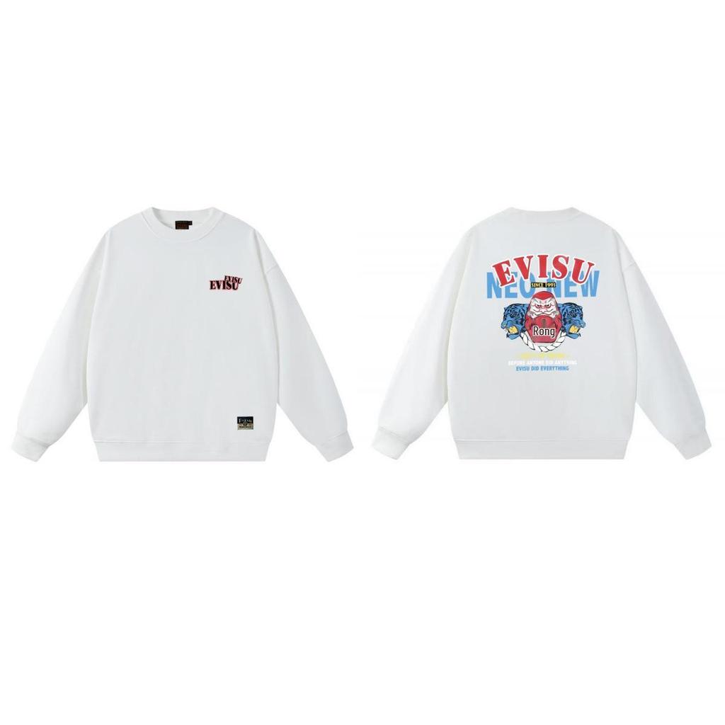 EVISU Streetwear Gott des Glücks Sweatshirt: Unisex Pullover mit Rundhalsausschnitt von hoher Qualität für Herbst 2026