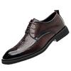 First Layer Cowhide British Style Men's Shoes Business Dress Leather Shoes Brock Flower Leather Shoes Men's Crocodile Pattern