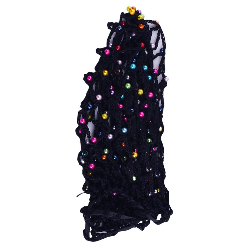 Mesh Hair Net Polyester Knit Snoods Crocheted Sleep Cap with Faux Pearls Decoration Fashionable Head Cover for Women