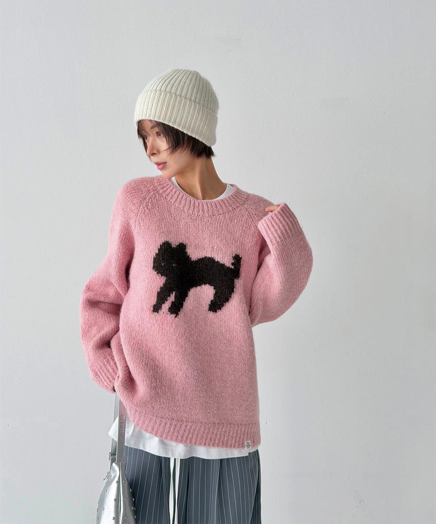 THE GREEN LAB Cat Jacquard Sweater [Pink]