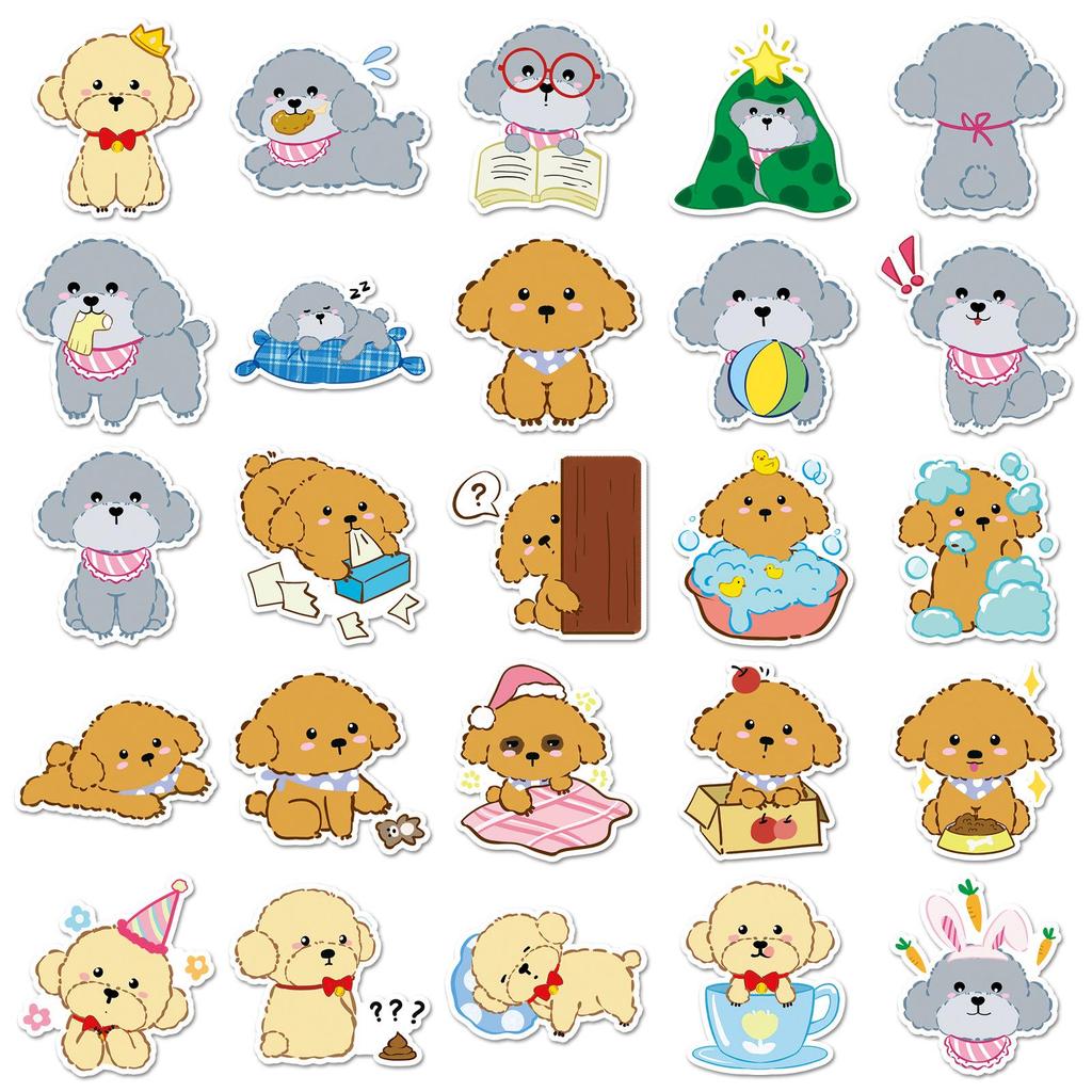 Teddy Stickers: 50pcs Cute Cartoon Dogs & Puppies, Waterproof Graffiti Decor for Phones