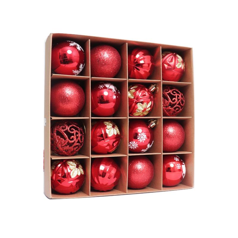 

16pcs Christmas Ball Decoration 6cm Pink White Red Baubles Christmas Tree Hanging Pendant For 2025 Home Navidad Noel Xmas Party 4XL червоний