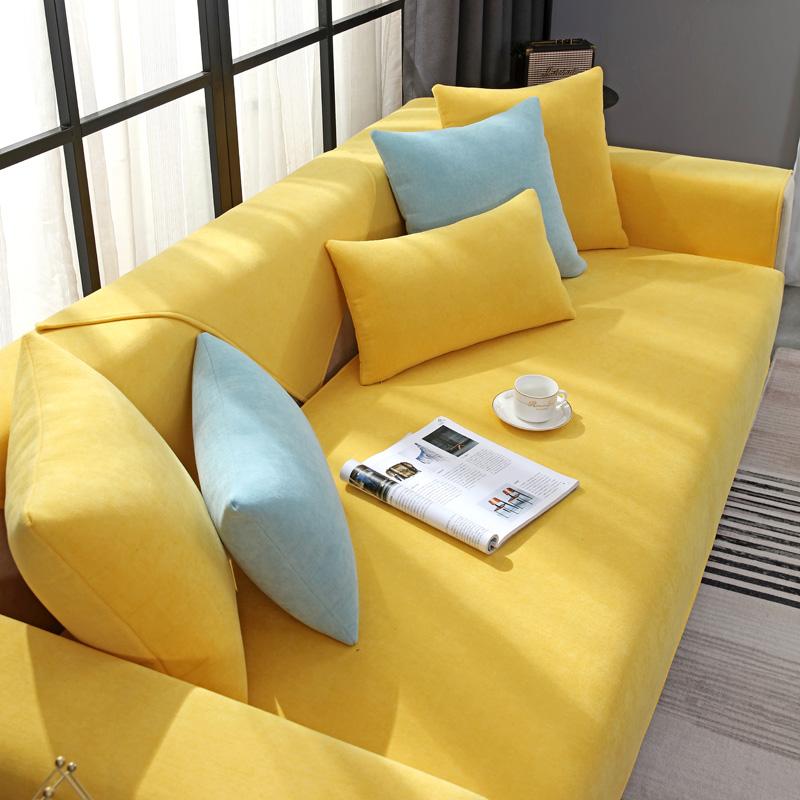 Ensfarget sofahåndkle for stue Chenille sofa Pute Sofatrekk Moderne Minimalistisk Hjørnesofatrekk Multi-størrelser