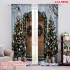 2pcs 2D Flat Printing Merry Christmas Popular Curtain White Wall Snowflakes Christmas Tree Christmas Wreath Christmas 100%