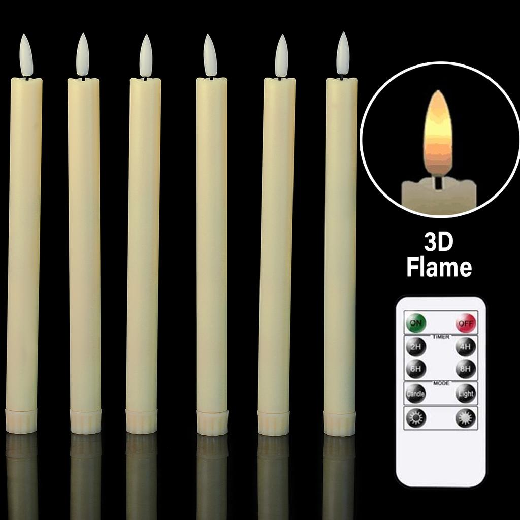 3 or 6 Pieces Short Or Long Flameless Wedding Decorative Taper Candles,6.5 /10 Inch Battery Powered Christmas Home Decoration