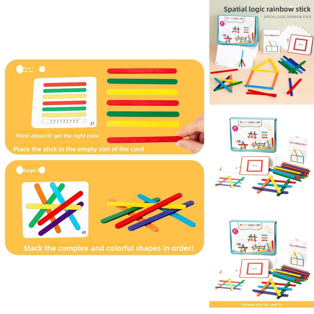 Rainbow Stick Math Toy For Kid With Wooden Counting Beads Educational Game For Early Learning