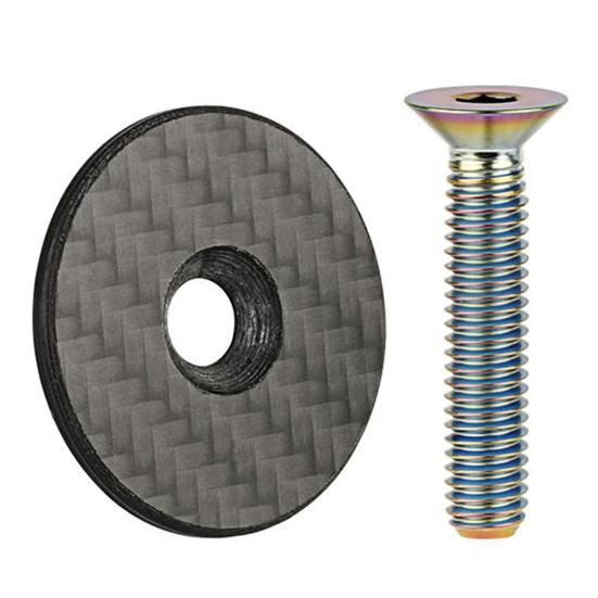 28.6/31.8MM Bicycle Headset Top Cap with Bolt Carbon Fiber MTB Mountain Road Bike Front Fork Stem Top Cover Bike Accessories