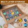12 Grid Wooden Transparent Square Box Rock Collection Storage Case Natural Stone Fossil Gemstone Crystal Jewelry Display