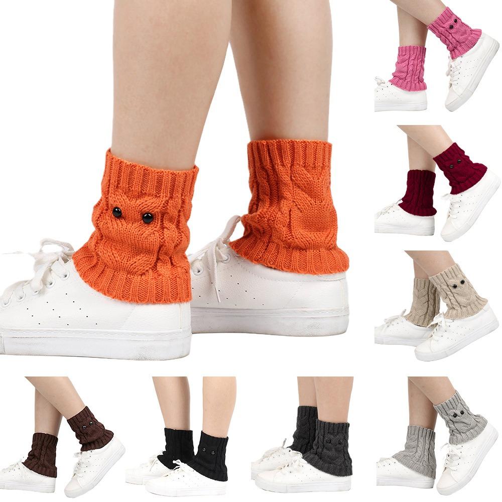 

Knitted Ankle Socks Owl Eyes Knit Leg Warmers New Knitted Boot Covers Women бежевий