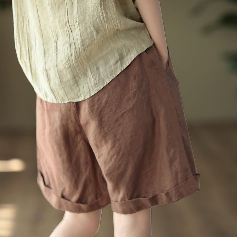 Women's High-Waist Elastic Linen Wide-Leg Shorts – Summer Lightweight, Loose, and All-Match