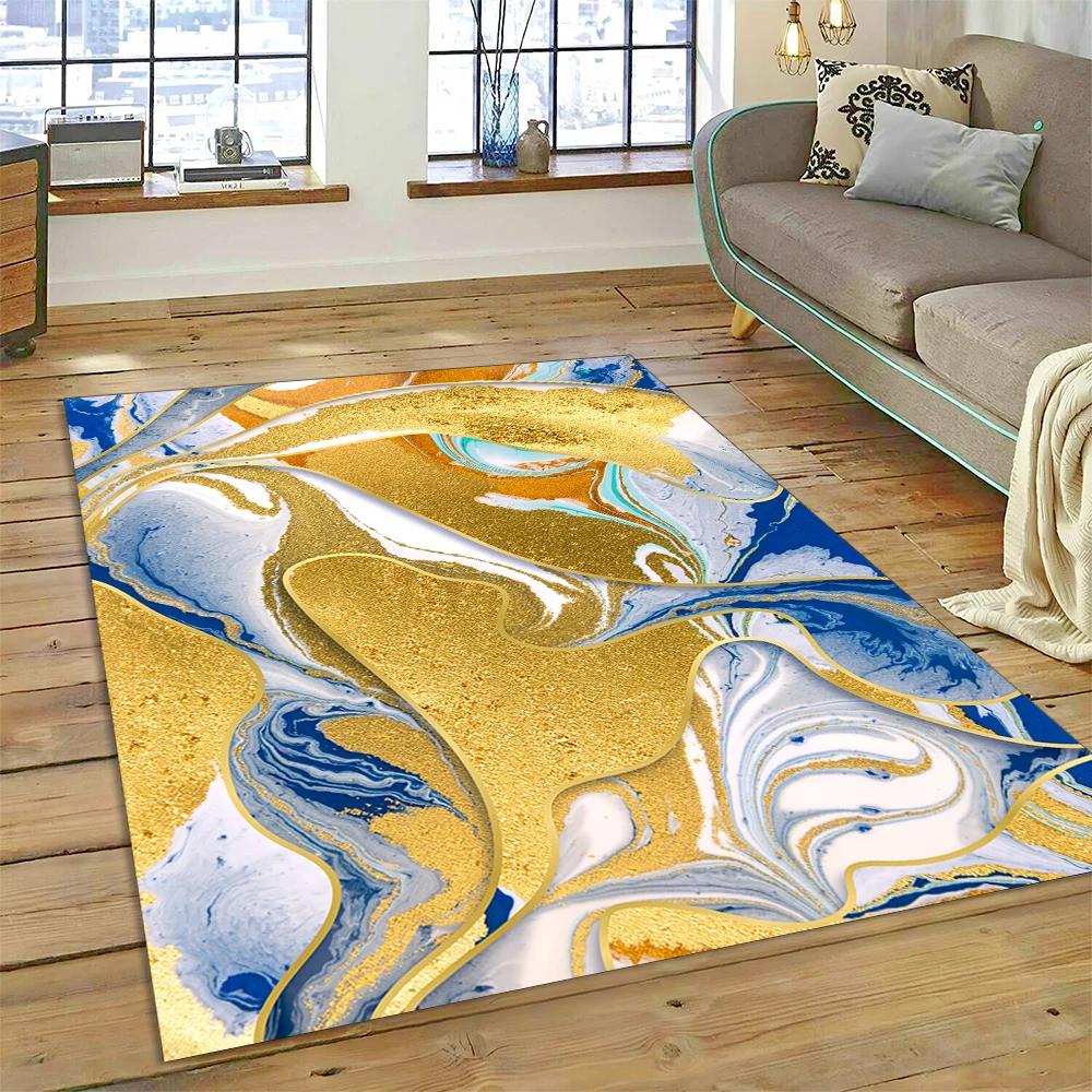 Dream Colour Splendid Marble Gold Nordic Rug for Home Living Room Bedroom Sofa Doormat Kitchen Decor Mat