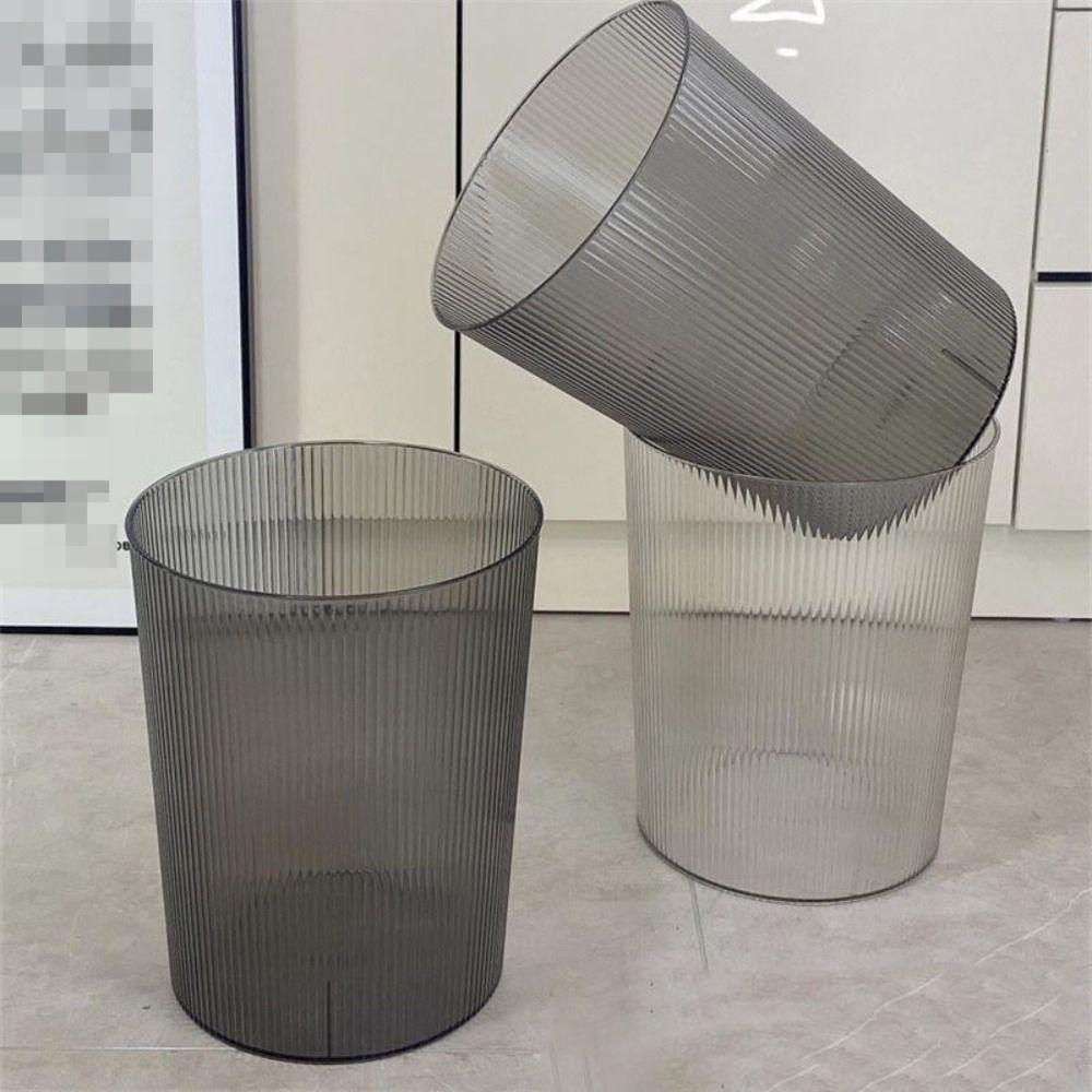 Large Capacity Waste Bin Striped Garbage Container Creative Plastic Trash Can  Kitchen