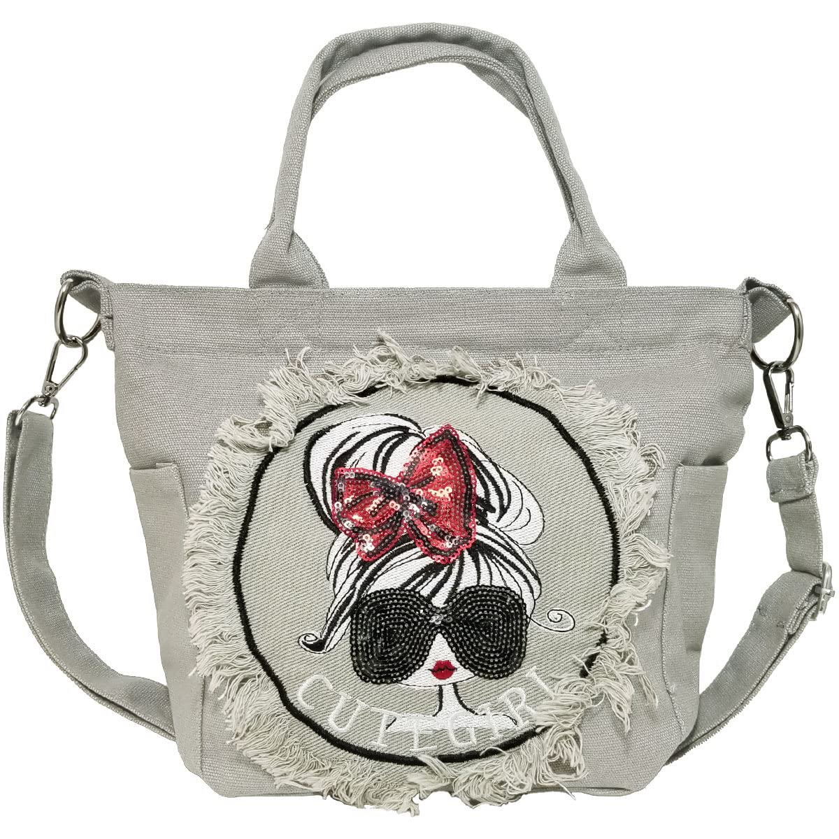 

Shoulder Bag Mini 2way Bag Small Crossbody Lightweight Handbag Tote Bag Denim [DIVA Rose] Women s (Gray)