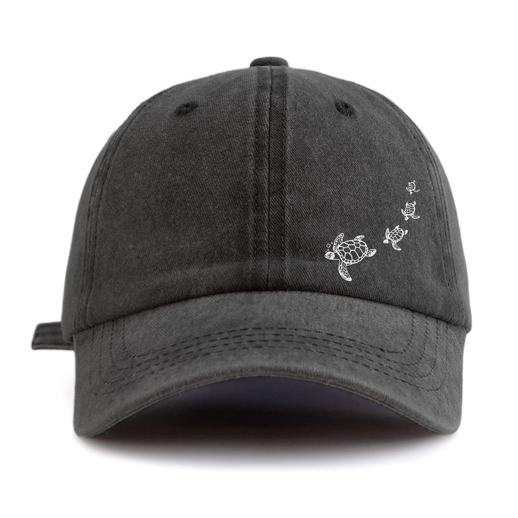 1 Stück gewaschene Baseballkappe mit Schildkrötenmuster für Erwachsene, minimalistischer Retro-Stil, lässige, weiche, verstellbare Dad-Kappe, perfekt als Geschenk