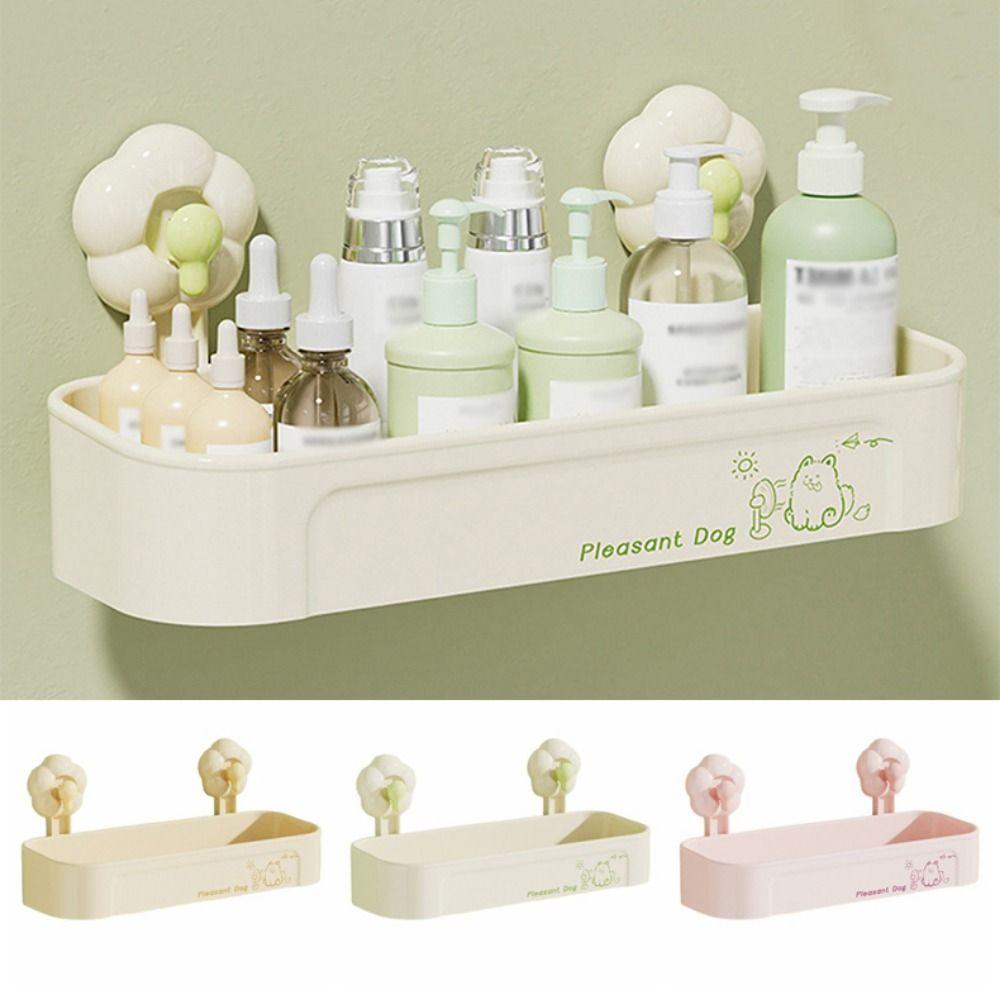 Simple Flower Suction Cup Shelf Cute Storage Organizer Rack Bathroom Storage Shelves  Kitchen