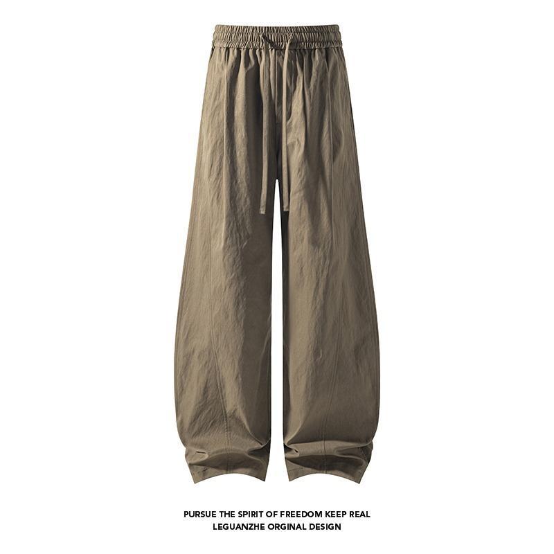 Straight casual pants Thin ice silk wide legs American paratrooper sports trousers Quick-drying pants Men's summer scimitar diagonal