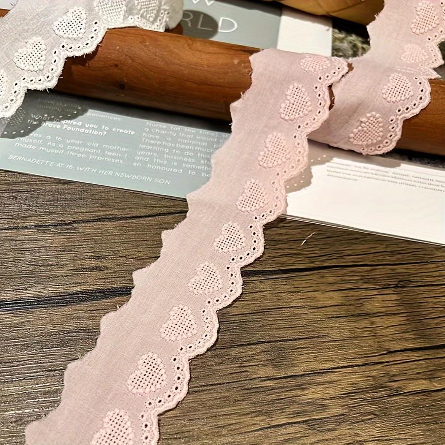 1 Yard Love Heart Full Fabric Edge Embroidery Lace Trim Handmade DIY Wedding Dress Skirt Hem Fabric
