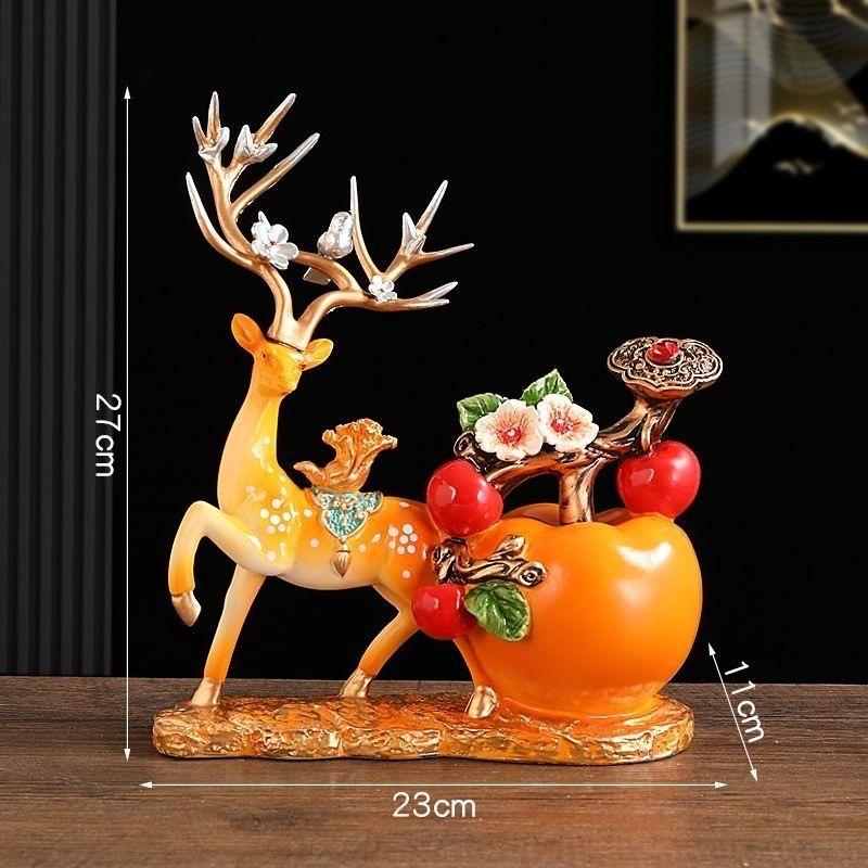 Deer Figurine Storage Ornament, Lucky Wealth Deer Decor for Desk & TV Cabinet