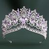 DIEZI Baroque Green Blue Pink Opal Crystal Tiara Crown Women Girls Wedding Party Elegant Luxury Rhinestone Crown Hair Jewelry