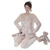 Luxurious Women's Long-Sleeve Gold Velvet Pajama Set
