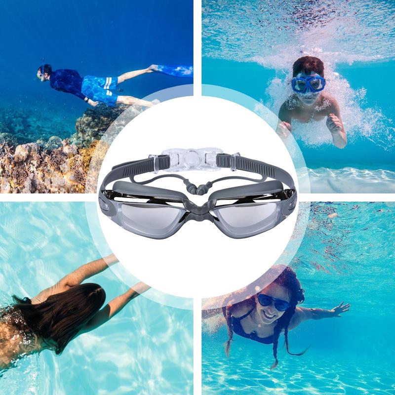 Swimming Goggles With Earplug Wide View Anti Fog&uv Swimming Goggles Uv Protection Clear Anti-Fog Lenses Swim Goggles For Men