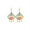 2022 Stylish Autumn/Winter Chinese Cold Enamel Peace Lock Tassel Earrings with Imitation Jade