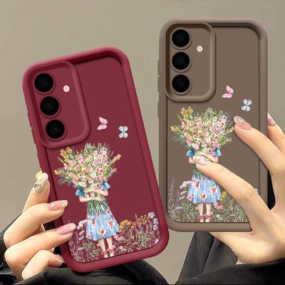 Hülle mit Blumendruck für Samsung S24 S23 Ultra S22 S21 S20 FE A55 A54 A53 A52 A35 A34 A15 A14 5G Bunte stoßfeste Silikon-Softcase-Abdeckung